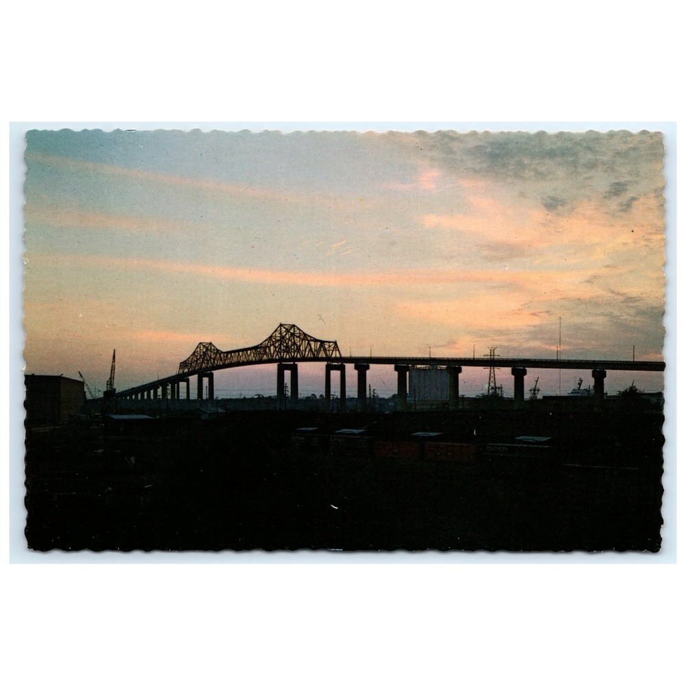 Postcard‎ Talmadge Memorial Bridge Savannah GA Sunset Sunset River SC